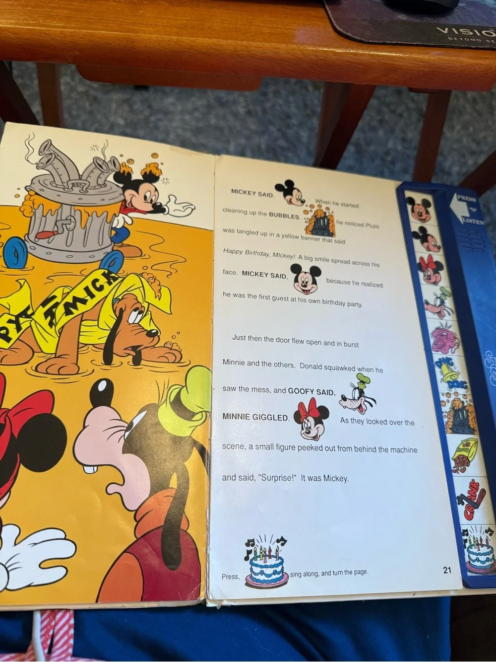 Vintage Children’s Hardcover Disney Mickey Birthday Sound Storybook